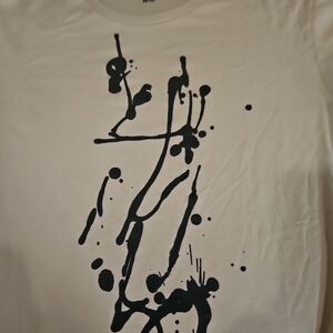 Moma White Tee with Black Abstract Design